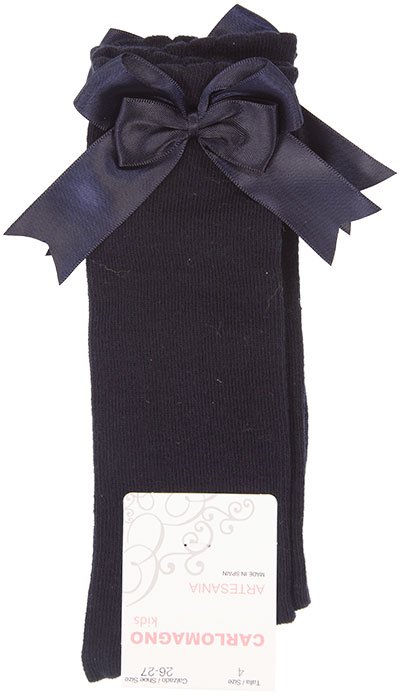 Classic Navy Knee Sock with Bow
