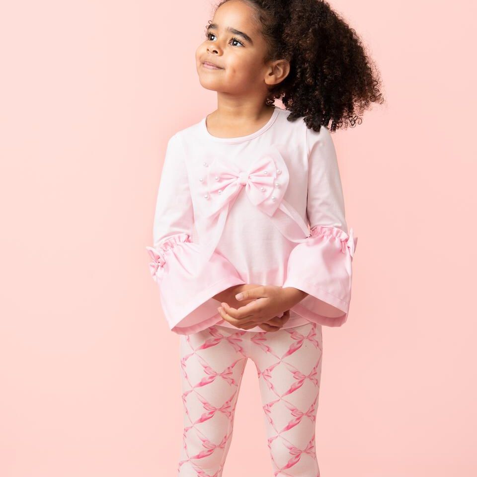 Caramelo Pink Beautiful Bows Legging Set | Casa Childrenswear