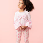 Caramelo Pink Beautiful Bows Legging Set | Casa Childrenswear