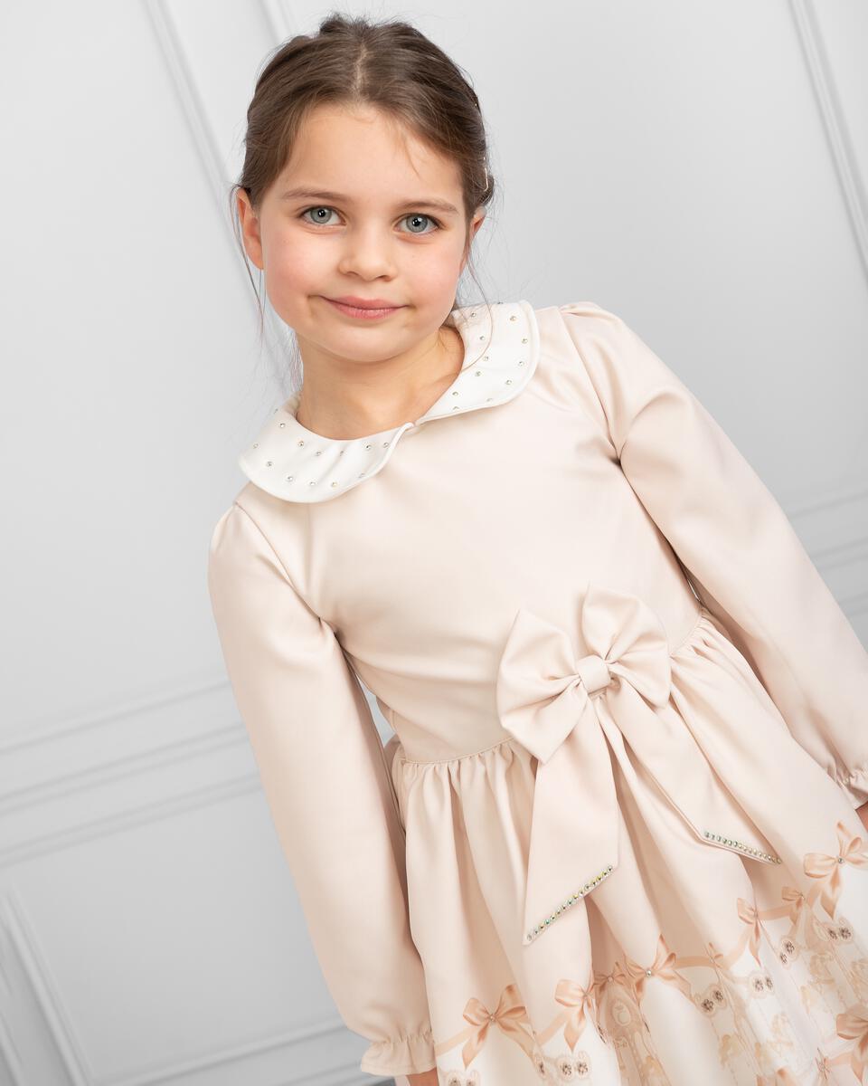 Caramelo Mink Carousel Dream Peter Pan Collar Dress | Casa Childrenswear