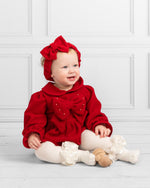 Caramelo Red Velvet Romper with Headband | Casa Childrenswear