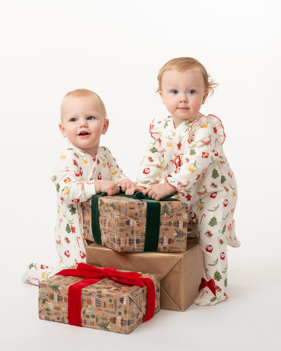 Caramelo Ivory Brushed Cotton Christmas Frill Pyjamas | Casa Childrenswear