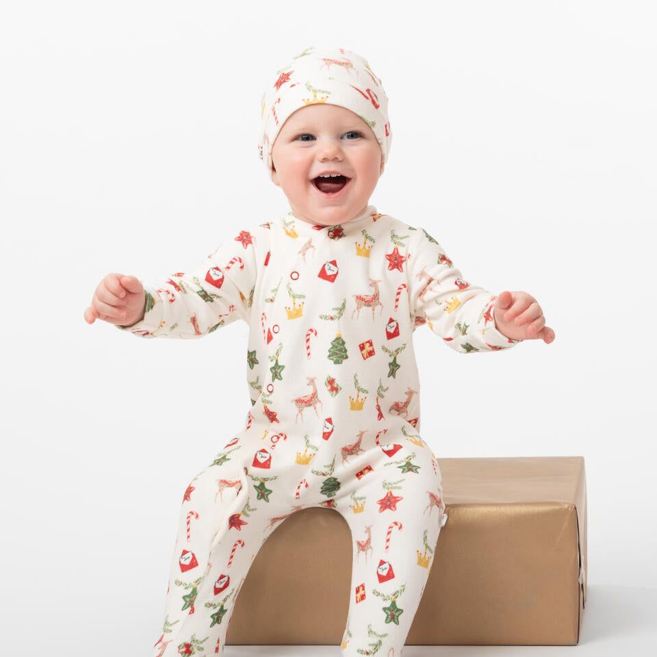 Caramelo Ivory Brushed Cotton Christmas Pyjamas with Hat | Casa Childrenswear