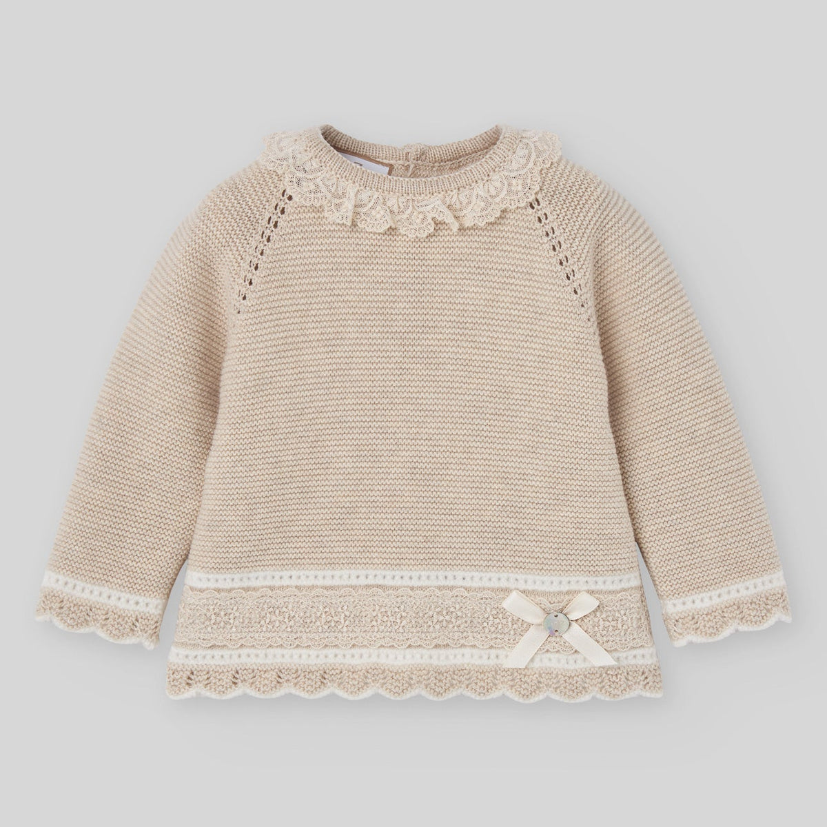Paz Rodriguez Baby Girls Beige Knitted Set - back view