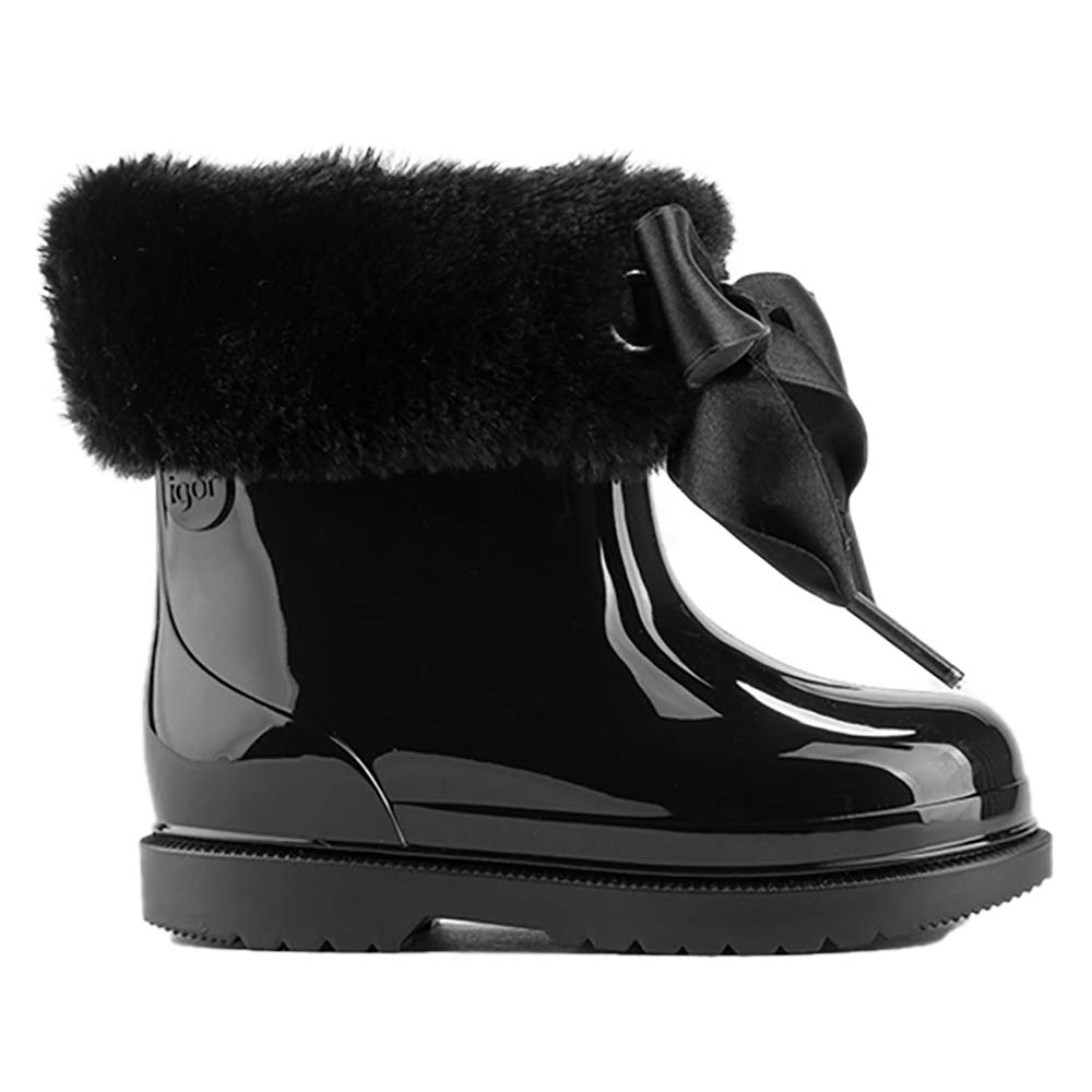 Igor Bimbi Black Soft Low Boot with Bow | Casa Childrenswear