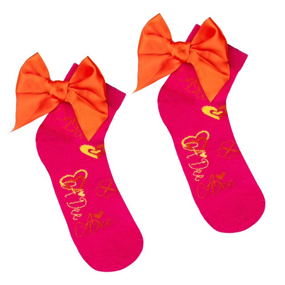 A Dee Margerie Pink Colour Block Heart Print Ankle Sock | Casa Childrenswear