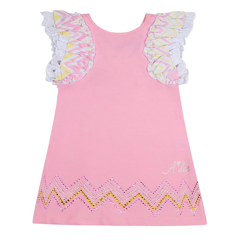 A Dee Lynne Pink Chevron Bow Sweat Dress | Casa Childrenswear