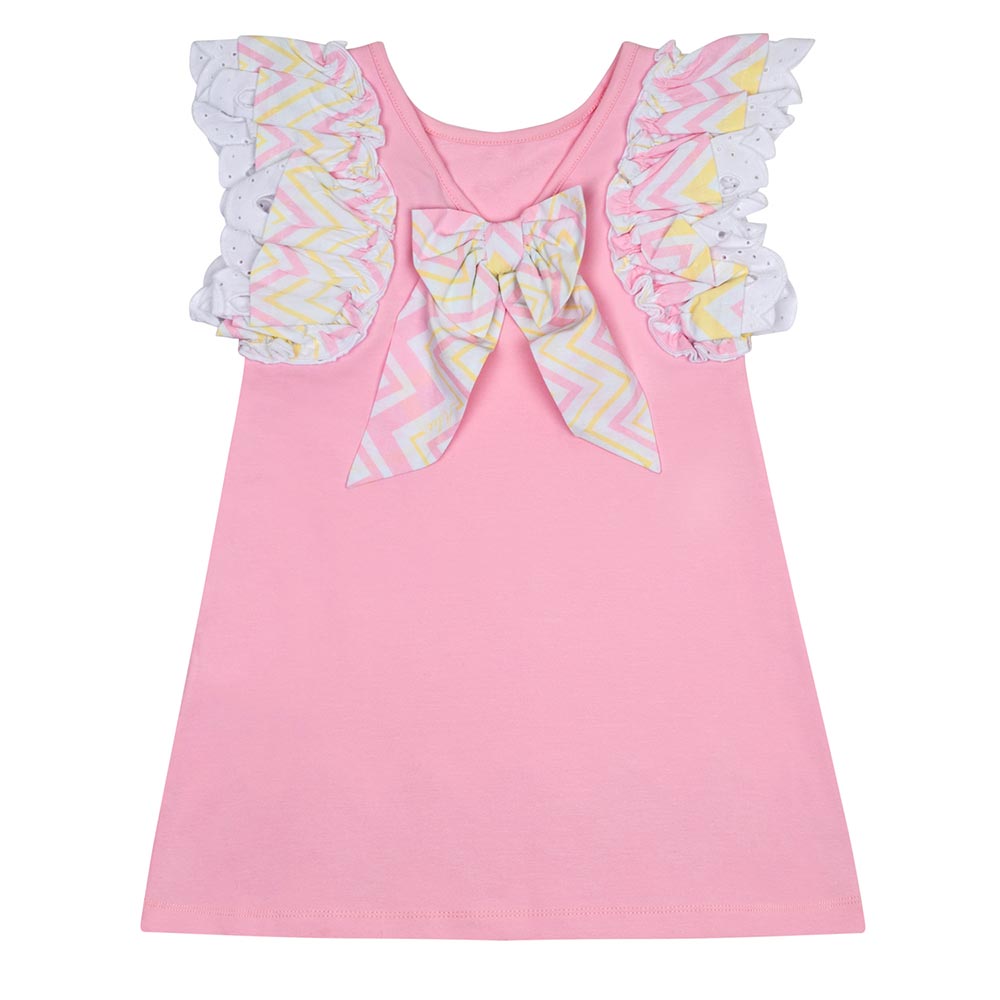 A Dee Lynne Pink Chevron Bow Sweat Dress | Casa Childrenswear