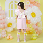 A Dee Lynne Pink Chevron Bow Sweat Dress | Casa Childrenswear