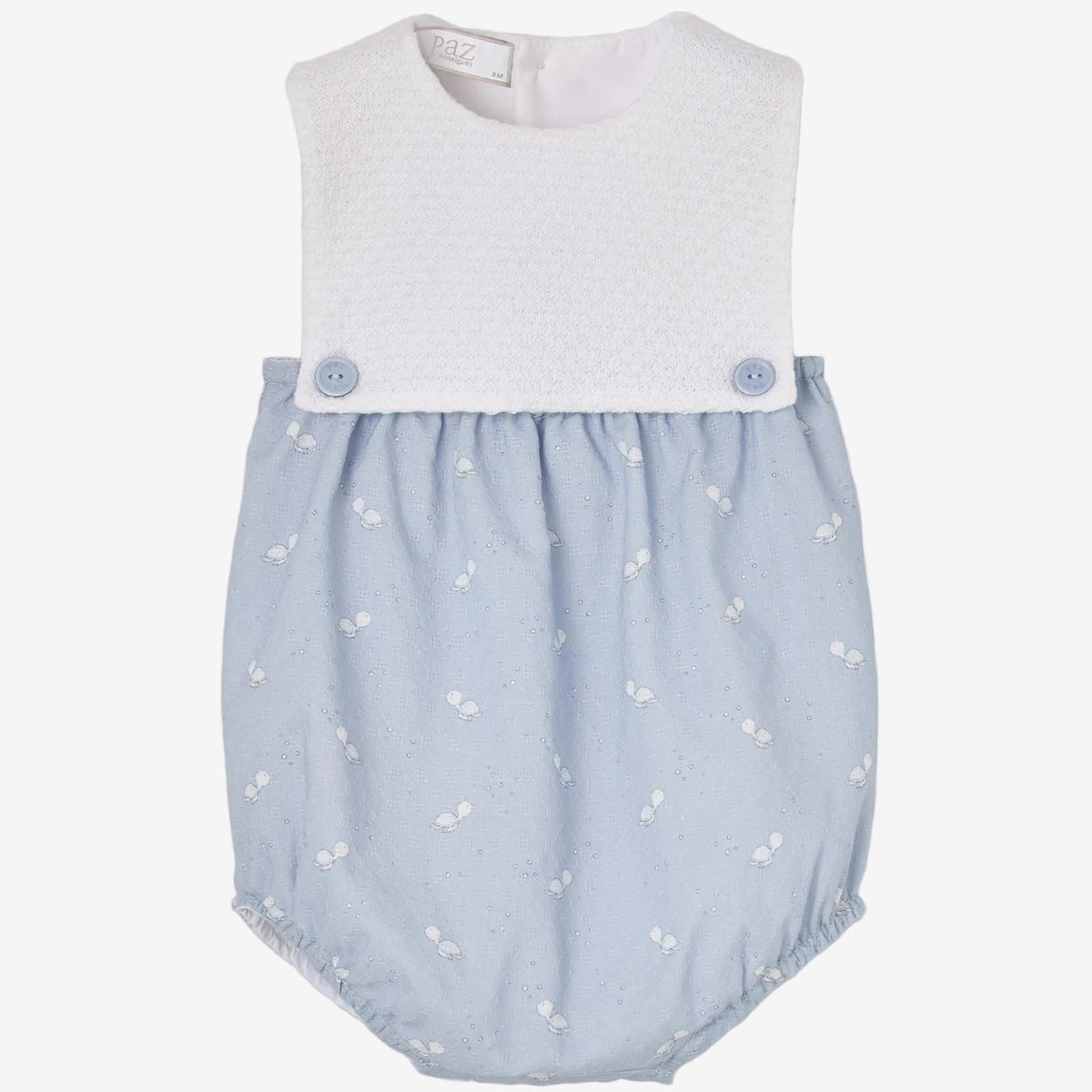 Paz Rodriguez Baby Boys White & Blue Sleeveless Romper | Casa Childrenswear
