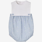 Paz Rodriguez Baby Boys White & Blue Sleeveless Romper | Casa Childrenswear