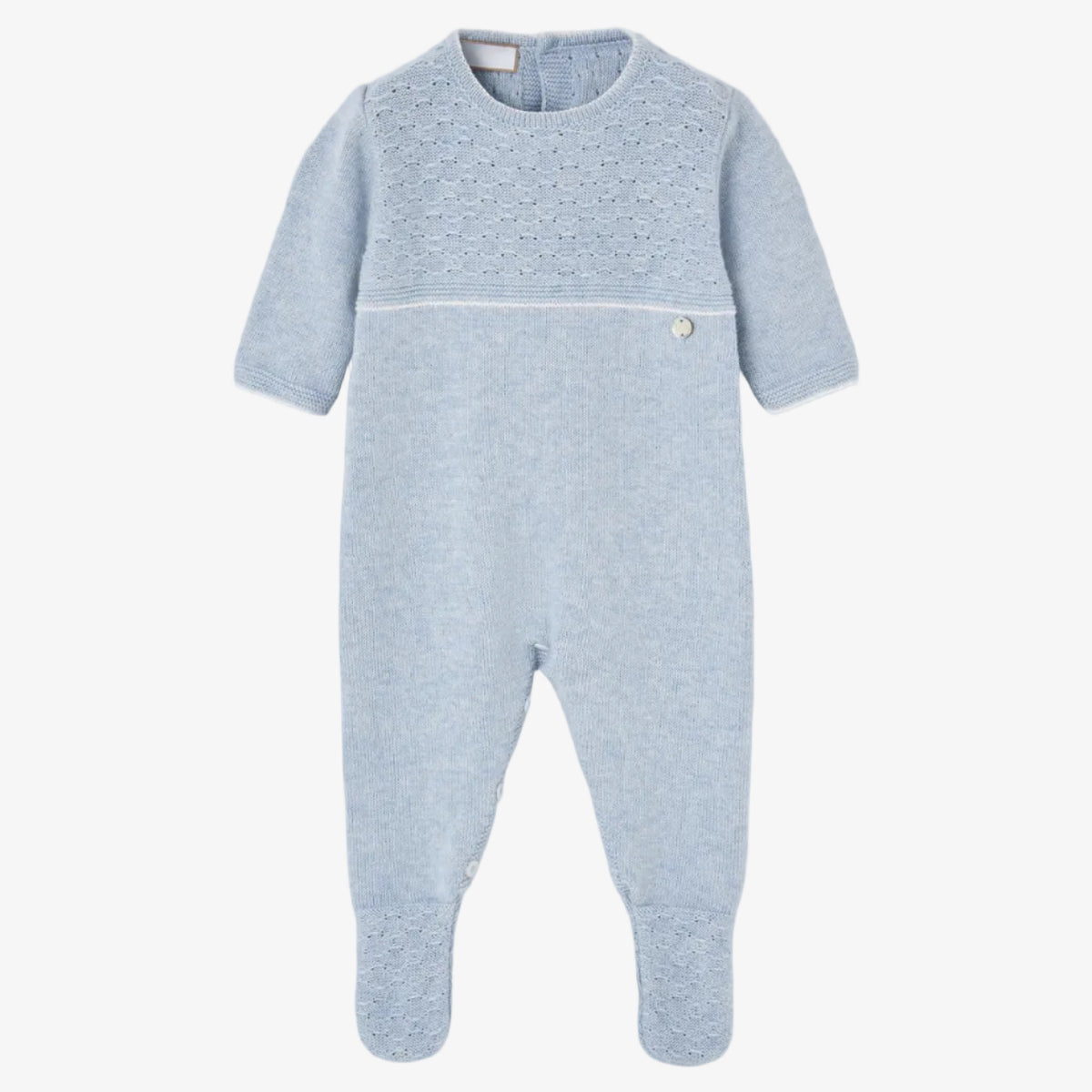 Paz Rodriguez Baby Boys Light Blue Romper - front view