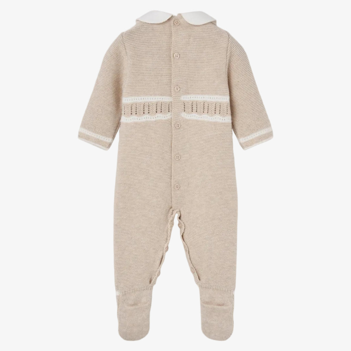Paz Rodriguez Baby Boys Beige Romper - back view