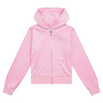Pink Diamonte Zip Thru Velour Hoodie