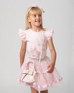 Caramelo Girl Pink Pearl Vanity Skirt Set | Casa Childrenswear