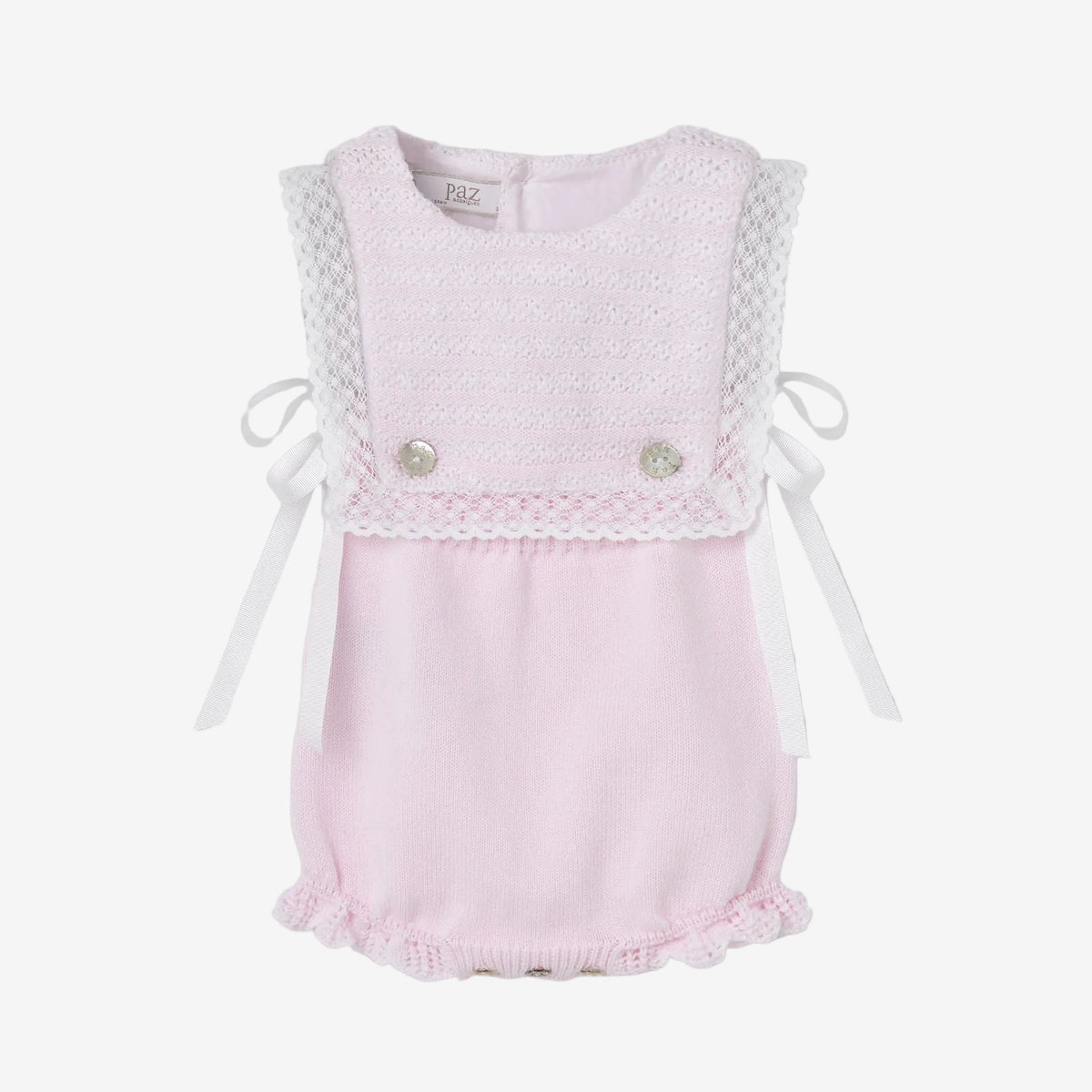 Paz Rodriguez Baby Girls Cotton Pink & White Sleeveless Romper | Casa Childrenswear