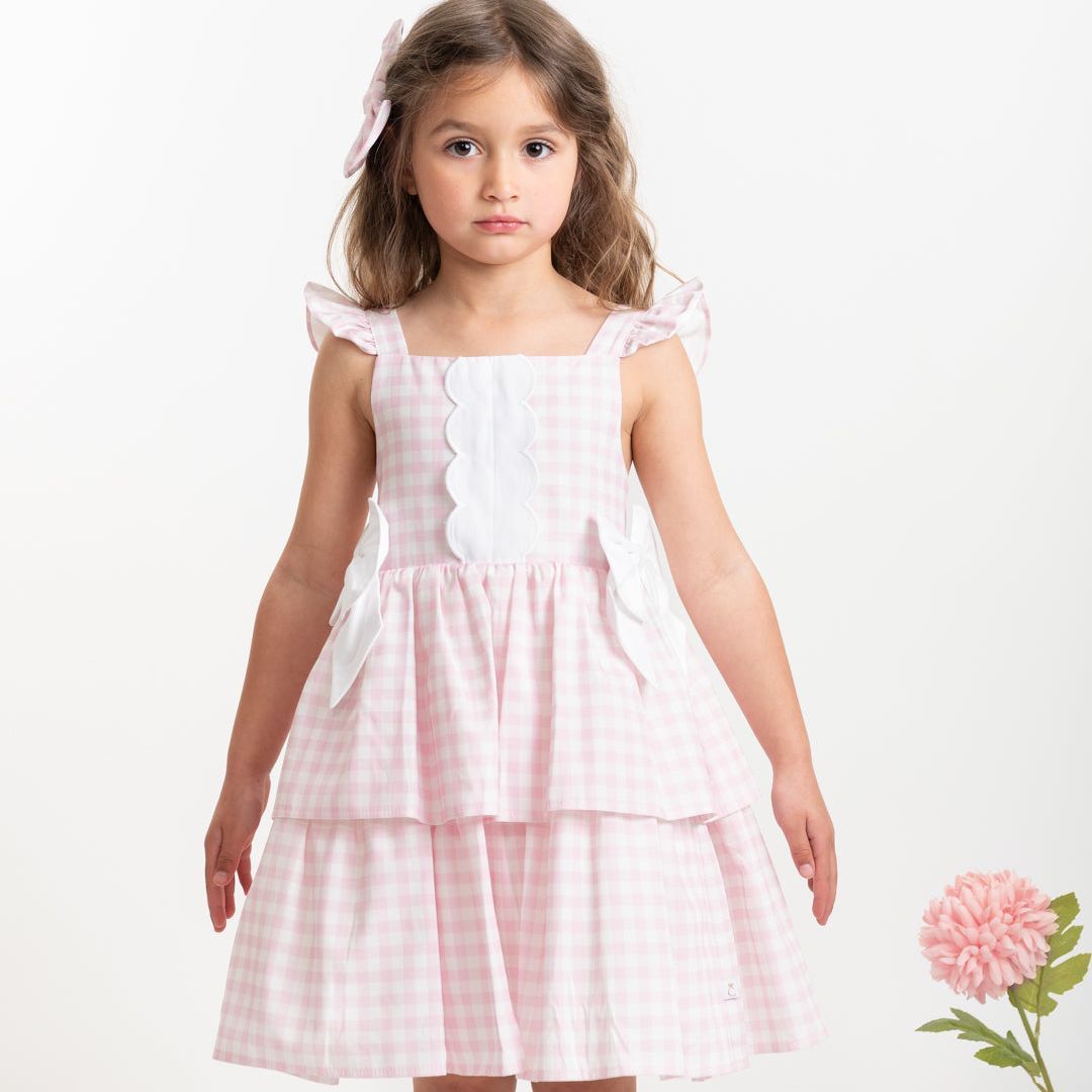 Caramelo Pink Country Kitchen Bow Dress | Casa Childrenswear