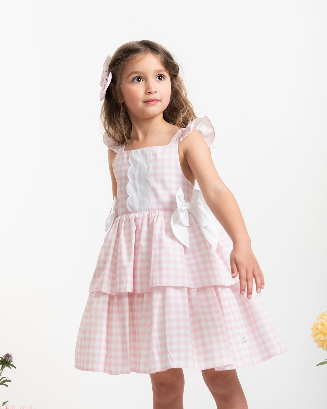 Caramelo Pink Country Kitchen Bow Dress | Casa Childrenswear