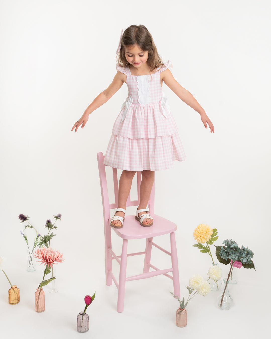 Caramelo Pink Country Kitchen Bow Dress | Casa Childrenswear