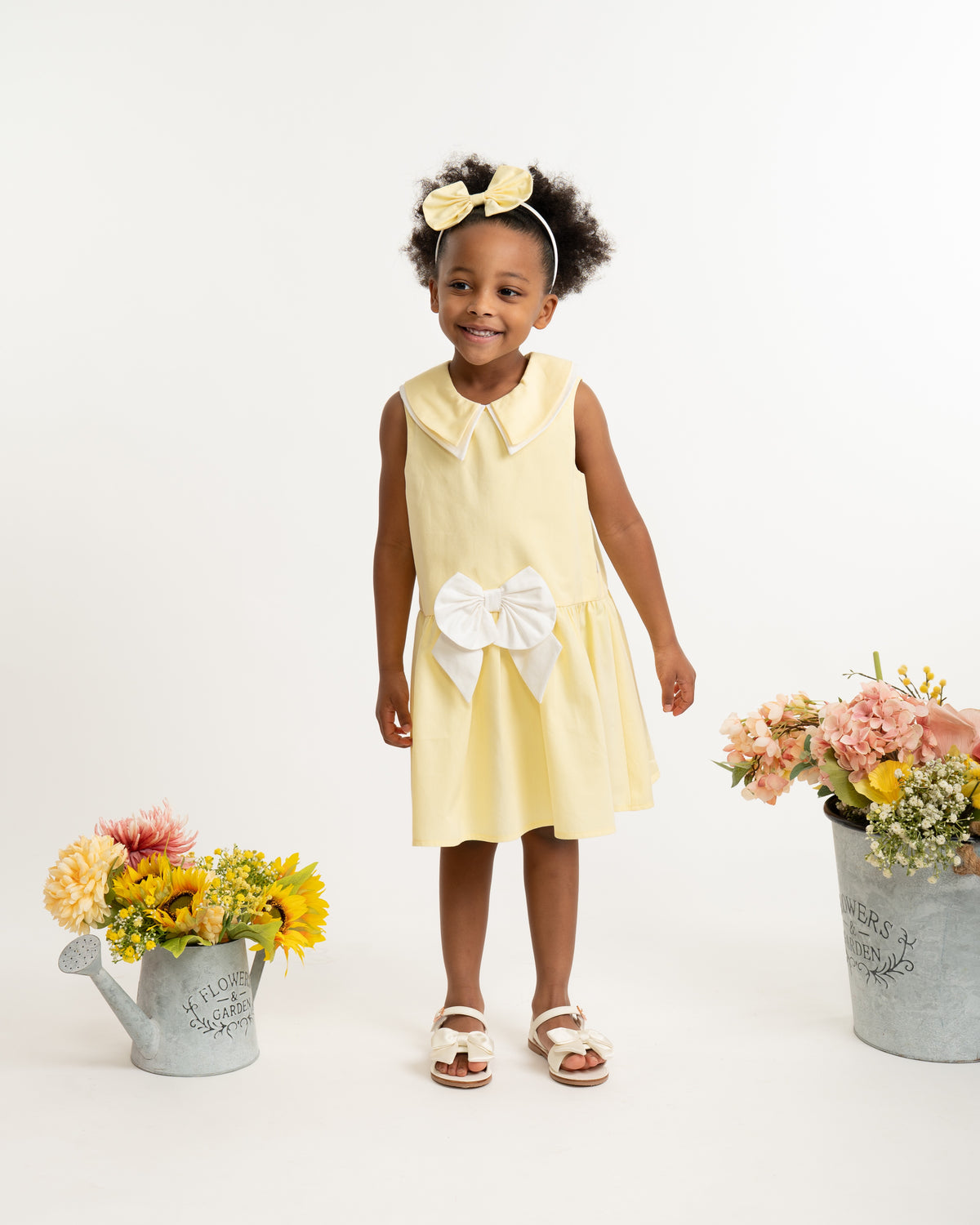 Caramelo Girls Lemon Woven Sailor Dress | Casa Childrenswear