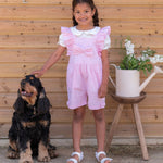 Caramelo Girl Pink Frill Playsuit with Bow | Casa Childrenswear