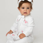 Caramelo Baby Girl White Garden Babygrow with Headband | Casa Childrenswear