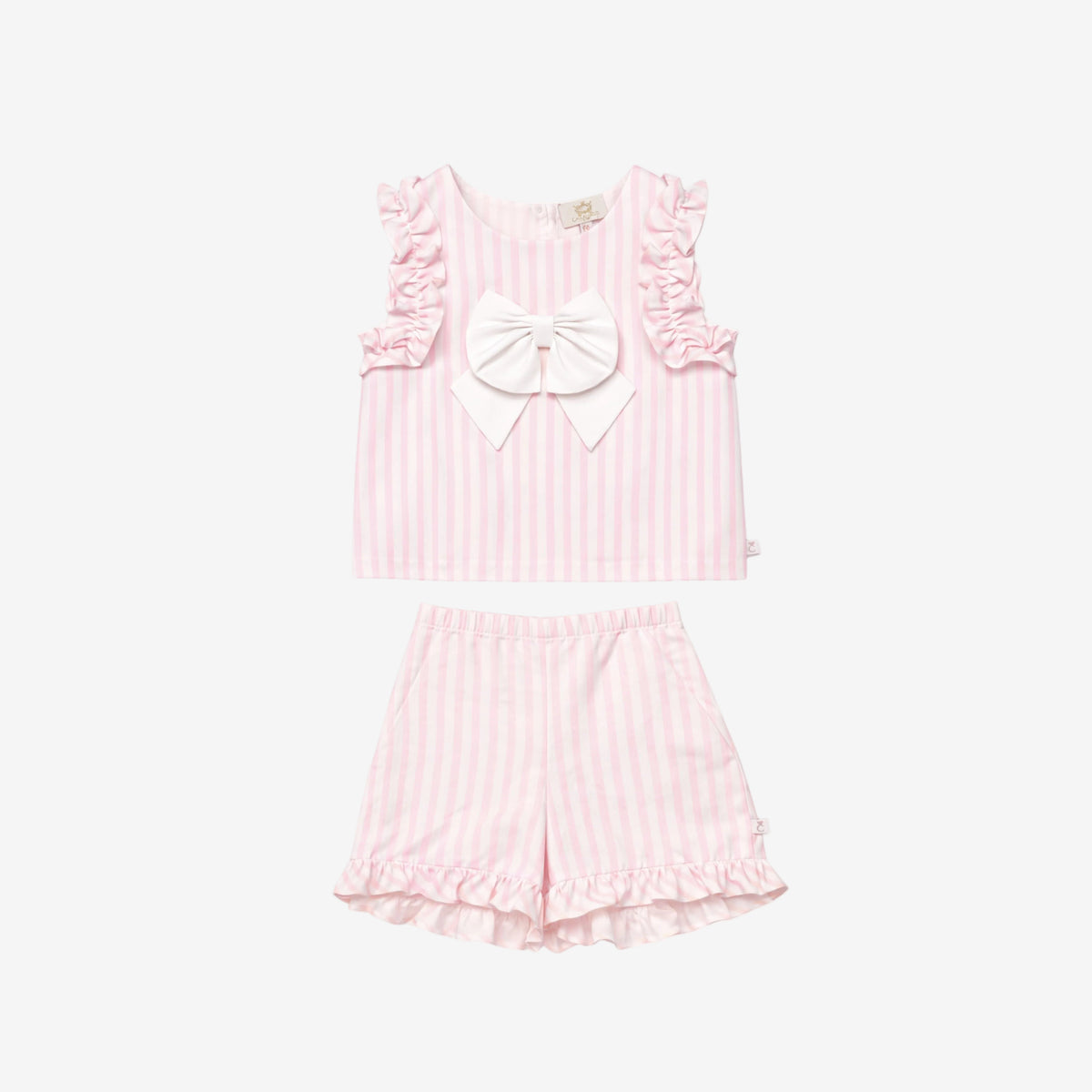 Caramelo Girls Layered Pink Ruffle Short Set | Casa Childrenswear