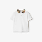 Baby Boys White Cotton Check Polo Shirt