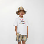 Boys Beige Check Swim Shorts