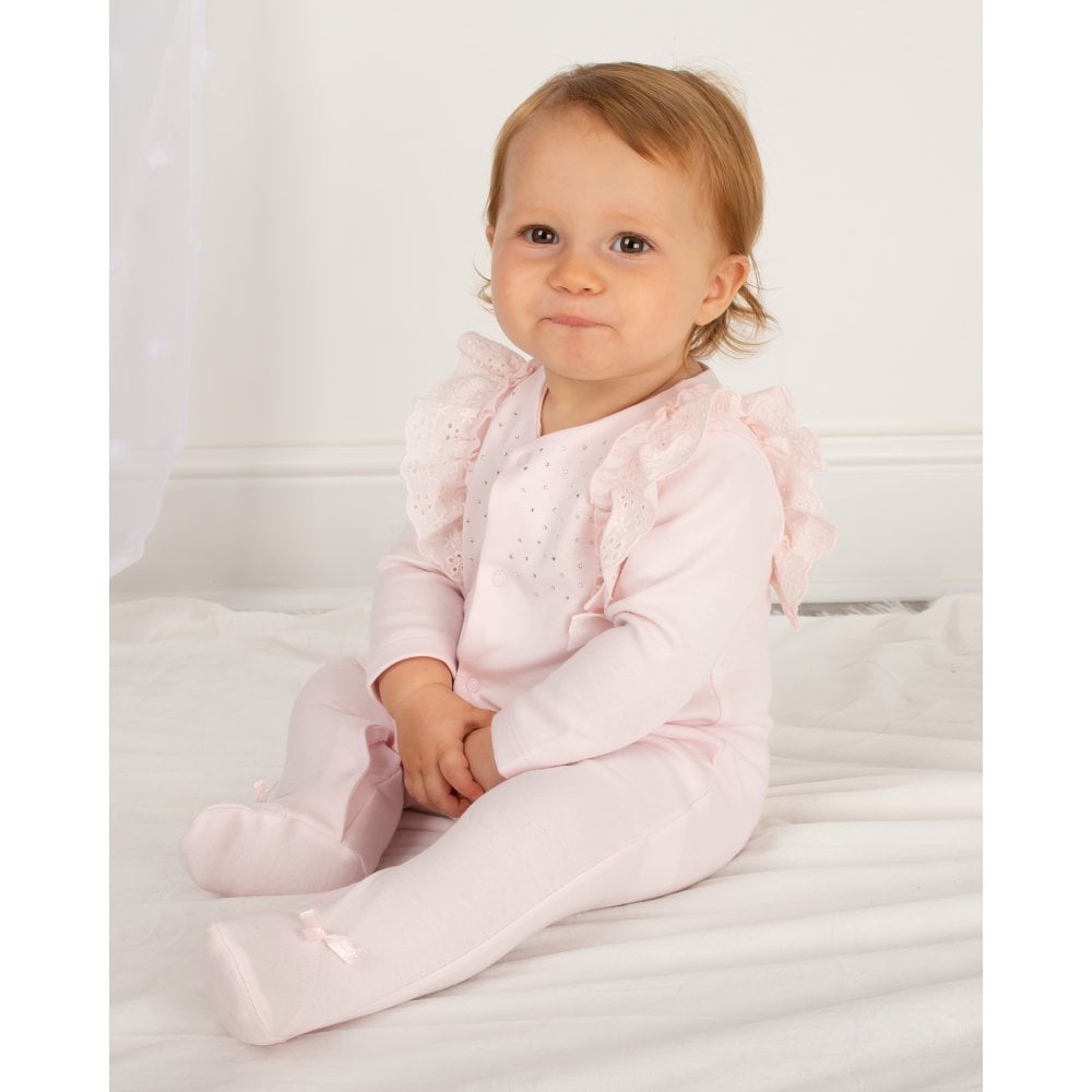 Caramelo Baby Girl Pink Diamonte Babygrow | Casa Childrenswear