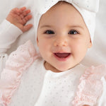 Caramelo Baby Girl White Knitted Diamante Romper | Casa Childrenswear