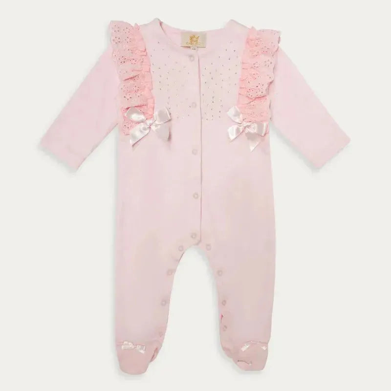Caramelo Baby Girl Pink Knitted Diamante Romper | Casa Childrenswear