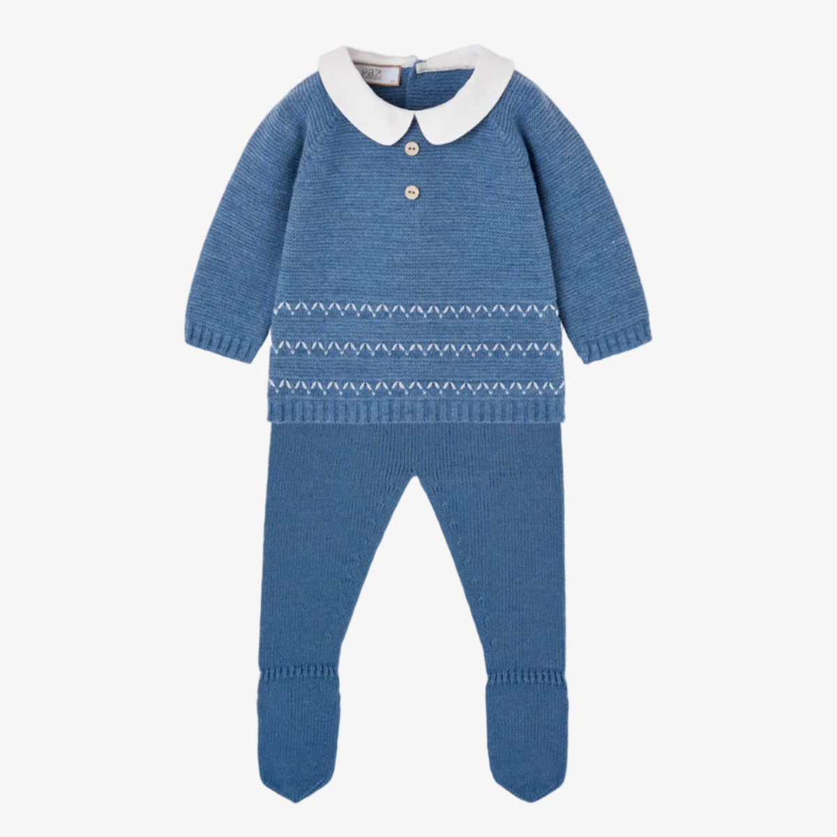 Paz Rodriguez Baby Boys Dark Blue Knitted Set - front view
