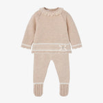 Paz Rodriguez Baby Girls Beige Knitted Set - front view