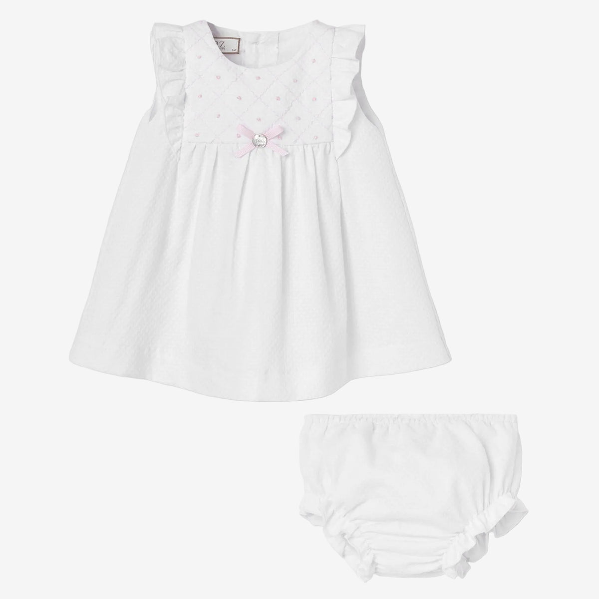Paz Rodriguez Baby Girls White Woven Dress with Pants | Casa Childrenswear