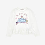 Monnalisa House Print Long Sleeve Frill T-Shirt | Casa Childrenswear
