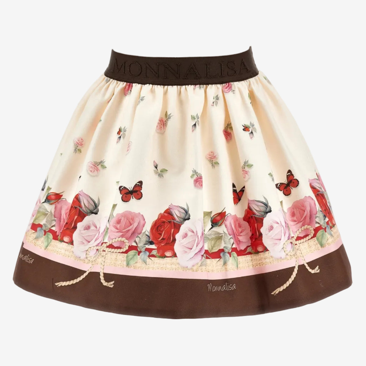 Monnalisa Girls Rose Gabardina Skirt | Casa Childrenswear