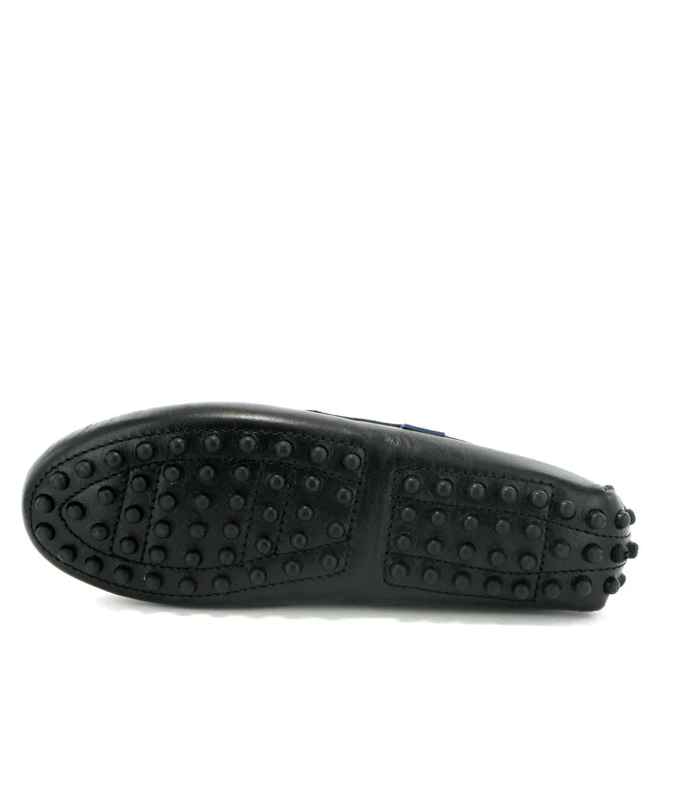 Atlanta Mocassins Athletes Black Smooth Leather | Casa Childrenswear