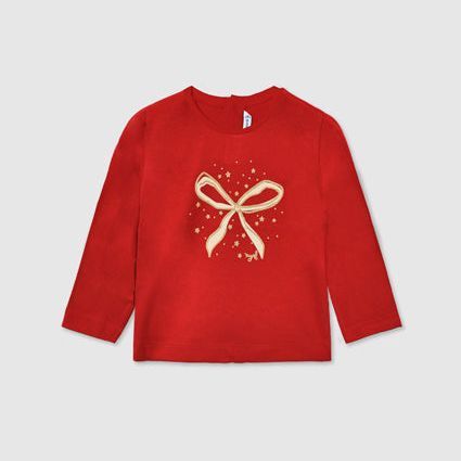 Mayoral Red Bow Print Long Sleeve T-Shirt | Casa Childrenswear