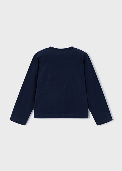 Mayoral Navy Flower Long Sleeve T-Shirt | Casa Childrenswear