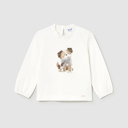 Mayoral Puppy Print Baby Girls Long Sleeve T-Shirt | Casa Childrenswear