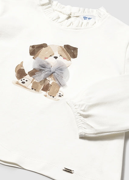Mayoral Puppy Print Baby Girls Long Sleeve T-Shirt | Casa Childrenswear