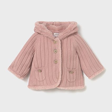 Mayoral Peach Knitted Pompm Cardigan | Casa Childrenswear
