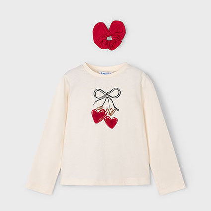 Mayoral Cream Heart Long Sleeve T-Shirt | Casa Childrenswear