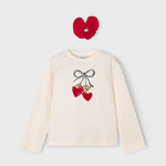 Mayoral Cream Heart Long Sleeve T-Shirt | Casa Childrenswear