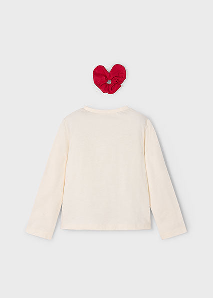 Mayoral Cream Heart Long Sleeve T-Shirt | Casa Childrenswear