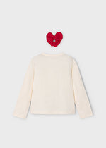 Mayoral Cream Heart Long Sleeve T-Shirt | Casa Childrenswear