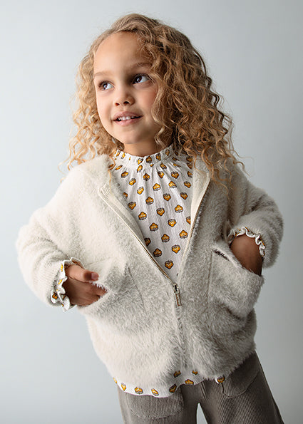 Mayoral Beige Furry Knit Sweater | Casa Childrenswear