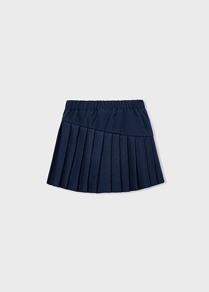 Navy Pleated Knit Skort