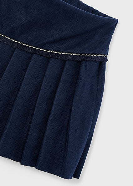 Navy Pleated Knit Skort